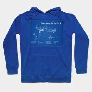 Supermarine Spitfire Mk. II - Airplane Blueprint - AD Hoodie